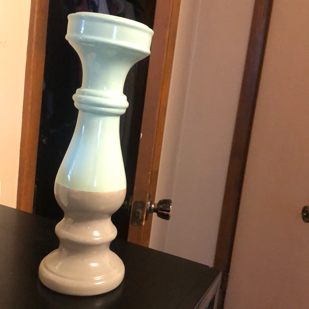 Grey and Mint Candle Holder